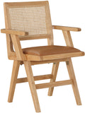 Abby Dining Arm Chair Set - Stylish Mid-Century Modern Design with Natural Wood and Cane Backrest