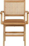 Abby Dining Arm Chair Set - Stylish Mid-Century Modern Design with Natural Wood and Cane Backrest
