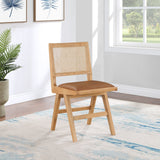 Abby Dining Side Chair Set of 2 - Stylish Mid-Century Design with Natural Wood and Cane Backrest