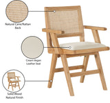 Abby Dining Arm Chair Set - Stylish Mid-Century Modern Design with Natural Wood and Cane Backrest