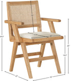 Abby Dining Arm Chair Set - Stylish Mid-Century Modern Design with Natural Wood and Cane Backrest