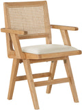 Abby Dining Arm Chair Set - Stylish Mid-Century Modern Design with Natural Wood and Cane Backrest