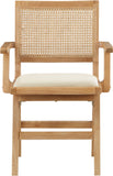 Abby Dining Arm Chair Set - Stylish Mid-Century Modern Design with Natural Wood and Cane Backrest