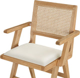 Abby Dining Arm Chair Set - Stylish Mid-Century Modern Design with Natural Wood and Cane Backrest