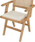 Abby Dining Arm Chair Set - Stylish Mid-Century Modern Design with Natural Wood and Cane Backrest