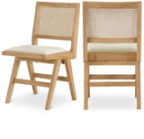 Abby Dining Side Chair Set of 2 - Stylish Mid-Century Design with Natural Wood and Cane Backrest