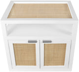 Cambria Mid Century Nightstand with Natural Cane Top, Stylish Design and Versatile Brass Handles
