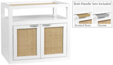Cambria Mid Century Nightstand with Natural Cane Top, Stylish Design and Versatile Brass Handles