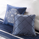 Silky Pintucked 7-Piece Comforter Set, Navy Blue