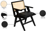 Abby Mid Century Dining Arm Chair with Natural Cane Back and Solid Mango Wood Frame for Durability