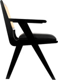 Abby Mid Century Dining Arm Chair with Natural Cane Back and Solid Mango Wood Frame for Durability