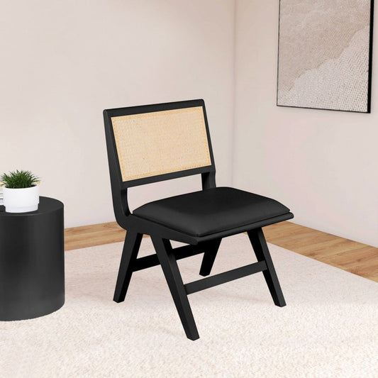 Abby Mid Century Dining Side Chair Set with Natural Cane Back and Solid Mango Wood Frame, Stylish Design