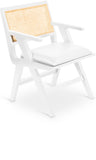 Abby Mid Century Dining Arm Chair with Natural Cane Back and Solid Mango Wood Frame for Durability
