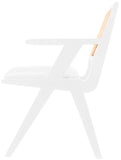 Abby Mid Century Dining Arm Chair with Natural Cane Back and Solid Mango Wood Frame for Durability
