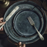 European Retro Metal Serving Plate With Handles
