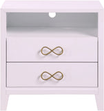 Bowtie Contemporary Night Stand with Elegant Storage, Stylish Design & Brushed Metal Handles for Chic Decor