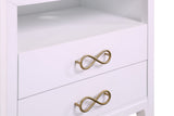 Bowtie Contemporary Night Stand with Elegant Storage, Stylish Design & Brushed Metal Handles for Chic Decor
