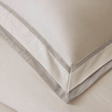 Refined Embroidered Linen Blend Duvet Cover Set, White/Gray