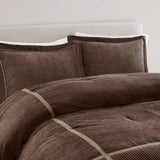 7 Piece Micro Corduroy Comforter Set, Brown