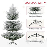 HOMCOM 6 FT Artificial Christmas Tree, Flocked Hinged Xmas Tree with 795 Tips, Steel Base, Auto Open, Green