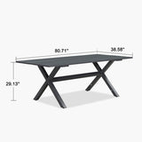 PURPLE LEAF Outdoor Dining Table Sleek Aluminum Frame Modern Outdoor Table for Deck Backyard Dining Gatherings