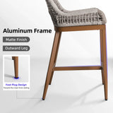 PURPLE LEAF Outdoor Bar Stools Wicker Rattan Bar Stools with Back Aluminum Outside Garden Patio Bar Chairs