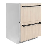 ZLINE 24" Touchstone 168 Can Outdoor-Rated Dual Refrigerator Drawer, Panel Matte Black, RDSPOZ-24-MB