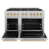 ZLINE 48" Dual Fuel Range, Gas Cooktop, Electric Convection Oven Stainless Steel, Gold CDRZ-48-G