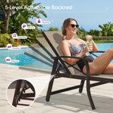 PURPLE LEAF Outdoor Chaise Lounge Chair Patio Pool Lounger Aluminum Chairs with Side Table and Wheels Adjustable Tanning Recliner with Armrests for Outside Backyard Deck Beach