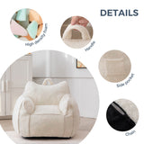 MAXYOYO Kids Bean Bag Chair, Sherpa Bean Bag Couch with Decorative Edges for children's room (White)