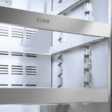 ZLINE 24" Touchstone 151 Can Beverage Fridge DuraSnow® Stainless Steel Glass Door Polished Gold Handle RBSOZ-SN-24-G