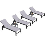 PURPLE LEAF Outdoor Chaise Lounge with Wheels Patio Lounge Chair Recliner
