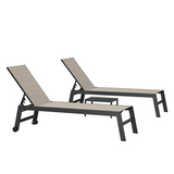 PURPLE LEAF Patio Chaise Lounge Textilene Pool with Wheels Sunbathing Chair for Outdoor, Beach, Yard, Side Table Included