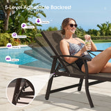 PURPLE LEAF Oversized Chaise Lounge Chair Outdoor Extra Wide Pool Lounge Chairs 5 Adjustable Position with Armrests and Side Table, Aluminum Patio Lounge Chair for Outside, Backyard, Pool