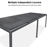 PURPLE LEAF Caesar Outdoor Louvered Pergola Patio Sun Shade Shelter with Adjustable Hardtop Patio Pergola Gray Frame White Roof