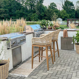 PURPLE LEAF Outdoor Bar Stools Rattan Bar Stools Counter Stools with Back and Cushions  for Patio, Garden, Kitchen