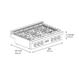 ZLINE 36" Paramount Gas Rangetop DuraSnow® Stainless Steel SRTS-36