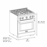 ZLINE 30"Paramount Dual Fuel Range Black Stainless Steel, Champagne Bronze SDRBZ-30-CB