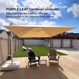 PURPLE LEAF Morden White Outdoor Umbrella Premium Aluminum Patio Cantilever Pool Sun Umbrellas