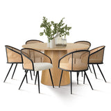 Orchid & Jules 52" Solid Oak Round Dining Table Set for 6 (7-Piece)