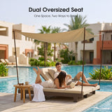 PURPLE LEAF Outdoor Daybed for Patio,  Poolside Chaise Lounge Bed with Cushion, Olefin Blend Fabric, Aluminum Frame Sunbed with Side Table for Deck and Backyard
