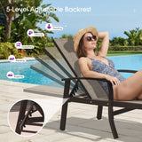 PURPLE LEAF Outdoor Chaise Lounge Chair Patio Pool Lounger Aluminum Chairs with Side Table and Wheels Adjustable Tanning Recliner with Armrests for Outside Backyard Deck Beach