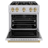 ZLINE 30" Dual Fuel Range, Gas Cooktop, Electric Convection Oven Stainless Steel, Champagne Bronze CDRZ-30-CB
