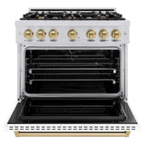 ZLINE 36" Dual Fuel Range, Gas Cooktop, Electric Convection Oven Stainless Steel, Matte White Door Matte Black CDRZ-WM-36-MB