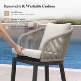 PURPLE LEAF Outdoor Bar Stools Patio Modern Aluminum Rattan High Back & Arms Bar Chairs with Removable Cushions and Pillows  for Outdoor or Indoor