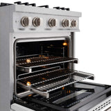 ZLINE 30" Dual Fuel Range, Gas Cooktop, Electric Convection Oven DuraSnow® Stainless Steel, White Matte Door CDRS-WM-30