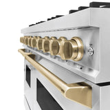 ZLINE 48" Dual Fuel Range, Gas Cooktop, Electric Convection Oven Stainless Steel, Champagne Bronze CDRZ-48-CB