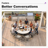 PURPLE LEAF Round Patio Dining Set with Aluminum Frame and Wicker Rattan Dining Chair with Comfortable Cushions for Deck Porch Kitchen Outdoor