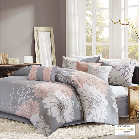 Spring Floral Comforter/Duvet Cover Set, Blush