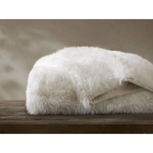 Animal Print Inspired Faux Fur Throw Blanket, Polar Bear